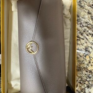 Fendi Gray Wallet with Gold Emblem